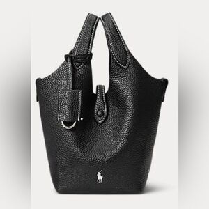 Polo Ralph Lauren Black Leather Tote Bag